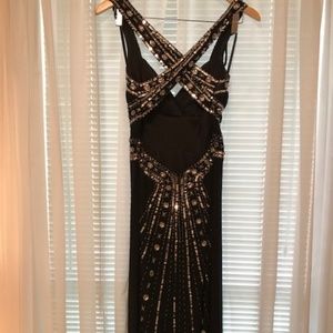 Floor Length Black Jeweled Gown Prom Dress